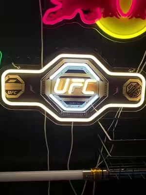 Belt LED Neon Light, Modern Mood Lighting, Cool Lights, Ultimate Fighting Championship Neon Wall Hanging Sign, USB-Powered Light-Up Red Sign for Game Rooms, Clubs & Boxing Fans