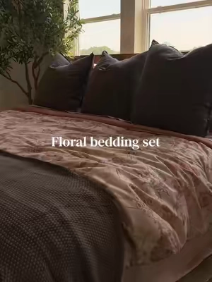 A whole coordinated bed in one set. #FloralBedding #ComforterSet #CozyBedroom #BedroomDecor #CottageBedroom