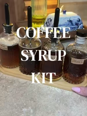 Nothing will elevate your at home coffee more than making your own syrups but it doesn’t have to be complicated!! This coffee syrup making kit makes it sooo easy #homemadesyrups #homemadecoffeesyrup #coffeeathome #athomecoffee #coffeerecipe 