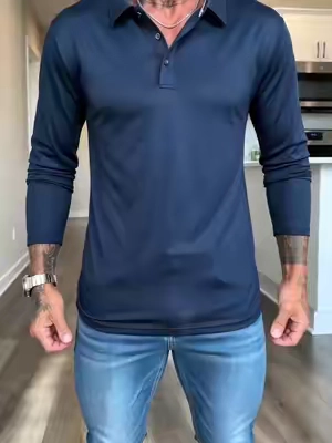 Our best selling long sleeve polo for men is back in stock! Super soft stretch fabric, lightweight and breathable. #menslongsleeve#menstshirt#OOTD#fyp#tiktokshop 