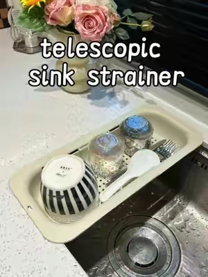This expandable sink colander stretches to fit all sink sizes.#tiktokshop #sink #kitchen #expandable #colander 