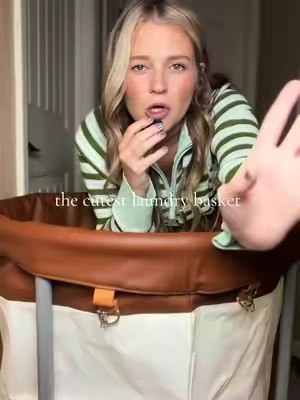loveee the brown & the size of this!! #laundry #laundryhack #laundrybasket 