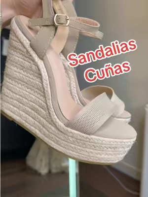 Sandalias de cuña para mujer, de color liso, transpirables y versátiles, con tacón alto. Ideales para el verano, fiestas o para combinar con tus looks del día a día. @TRUEGIRL #summervibe #tiktokshopsummersale #TikTokshopbacktoschool #sandals #sandalias 