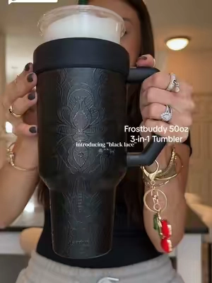 Replying to @Jp427 Idk if I’ll ever be over this print 😍🖤✨ #frostbuddy #tumbler #coffee #waterbottle #tiktokshopsummersale 