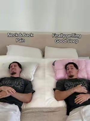 The guy on the left probably still wakes up with headaches and back pain  #deesleeppillow #neckpain #ergonomicpillow #health 