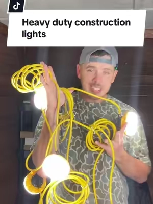 These are heavy duty, construction string lights, and are great for hanging in Barns, sheds, or your workplace. #ledlights #worklight #jobsite #garagetools #bluecollar 