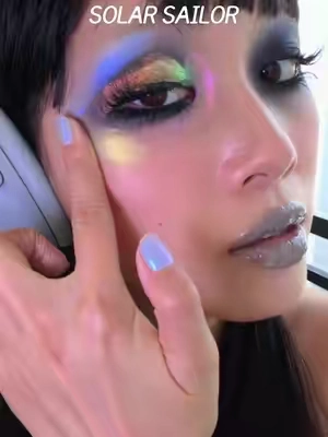 Too much highlighter? That’s not a thing. ✨🌈 #SpaceAgeHighlighters  Unlock colorful grunge makeup in glow form that makes every angle hit different. #colorfulmakeup #multichrome #altmakeup #glittermakeup 