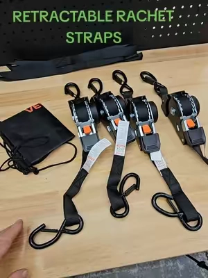 VEVOR RETRACTABLE RACHET STRAPS, 1" X 10 FT LONG, 12 LB BREAKING STRENGTH, VINYL COATED LOCKING S HOOKS, 4 SOFT LOOPS AND CARRYING BAG. #rachetstraps #vevor  #retractableratchetstrap #tiktokshopcreatorpicks #TikTokshopbacktoschool @Haidee_Collab @VEVOR Store @CreatorCollab_Mabel 
