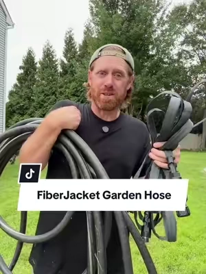 The Aqua Joe Fiberjacket garden hose not only is lighter but wraps up really easy! #gardenhose #hose #gardeninghacks #yardwork #lawncare 