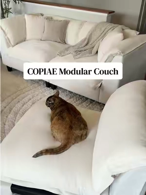 I love that you can convert this into a smaller couch or love seat! Such a pretty, comfortable, & solid couch! #copiae #modularcouch #affordablefurniture #modularsofa #cozyhome 