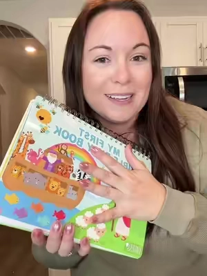The sweetest way to introduce our faith to our littlest loves! 💕 #myfirstbible #busybook #screenfreeactivities #christianmom #christiantiktok 