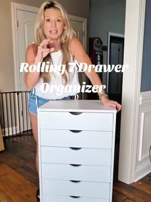 This rolling seven drawer organizer is perfect for holding a lot of small items and organizing everything from a dorm room to an office! They do have an option with more drawers as well and other colors! #tiktokshopcreatorpicks #organize #drawerorganization 