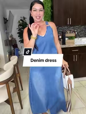 Elengatine Women’s Sleeveless Denim Maxi Dress with Adjustable Cross Back Straps, A-Line Design, Lightweight Summer Casual Dress for Vacation or Everyday Wear, Medium Blue Wash, Versatile and Stylish Dress, Available in Multiple Sizes #tiktikshopcreatorpicks #tiktokshopsummersale #denimdress #maxidress #womenswear 