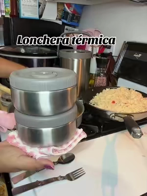 3-Layer Insulated Stainless Steel Lunch Box & Vacuum Storage Container Set, Leak-Proof, Portable Meal Prep Set with Cutlery, Hot-Cold Retention, Long-Lasting Freshness, Compact Steel #Lunch Boxes#lunchbox #lonchera #comida #meals 