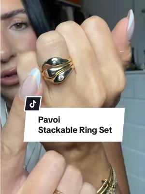 Stackable Ring Set 🤩 @PAVOI #pavoi #pavoijewelry #stackablerings #ringstack #pavoirings 