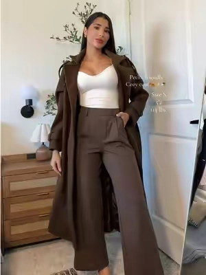 The perfect chocolate brown coat for fall she is lined in the inside and petite friendly 🤎. They also have more colors available 🤍#wintercoat #fallcoat #coat #coats #fallfashion 