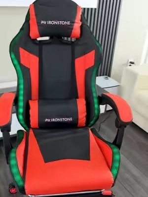 Silla de  gaming con luces RGB cómoda con control remoto para luces y descanso en los pies #silla #gaming #luces #oficina #rgb 