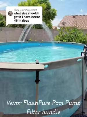 Replying to @peta  definitely get the Vevor 16” & 1HP pump option - this will work perfectly for your size above ground pool #abovegroundpool #poolcleaning #poolpump #pool #tiktokshopcreatorpicks 