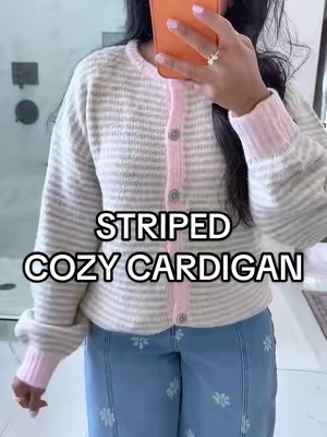 Striped Cardigan 🎀 #cardigan #stripedcardigan #sweater #falloutfit #cozysweater @Cicy Bell shop 