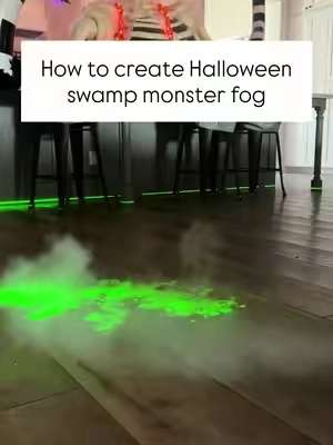 Step 1: get a green laser  Step 2: Be the spookiest house on the block  #halloween #fogmachine #laserlight 