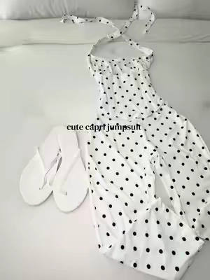 I personally sized down cause I like it to hug my body, size XS, weigh 140lbs, it is slightly see through ✨ #jumpsuit #causlfit #polkadot #whitejumpsuit #ootdinspo 