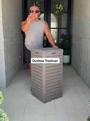 Who knew a simple outdoor Trashcan can do so much #outdoorliving #outdoortrashcan 