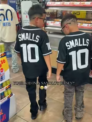 The Sandlot jersey on the next generation just hits different. ⚾️🖤 Such a cute baseball jersey for kids who basically live at the ball field. #TheSandlot #SandlotJersey #BaseballKids #Baseball