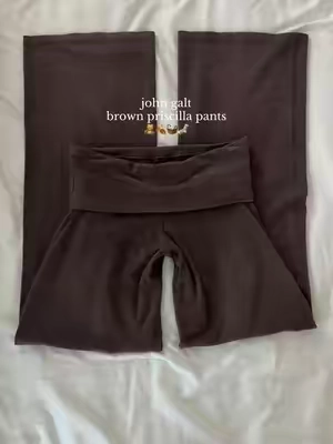 love the wide leg 🧸🍂 #johngalt #pacsun #yogapants #fallfashion #backtoschool brown priscilla pants outfit inspo ideas 2000s tuscan aesthetic 