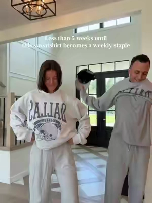 Wearing size L in ash, husband in XL in heather grey🏈💙🍂 #footballseason #sweatshirt #cozy #nflfootball #dallascowboys