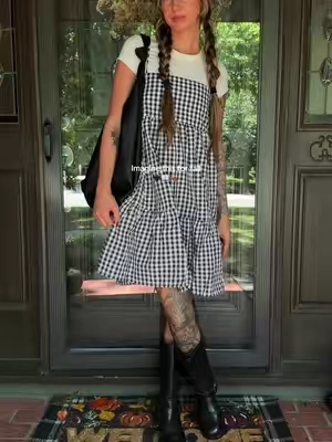 Can’t wait for a gingham fall 🖤🍂  #dress#TikTokshopbacktoschool#sohochic#weeklydeals#cicybell  