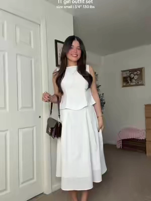Elegant Summer Outfit 🤍 #twopieceset #matchingset #cideroutfit #vacationoutfits 