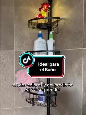 Por fin todo en su lugar 🙌 Aproveché la esquina de la ducha y quedó mucho más ordenado. 🚿 👌 #baño #homedecor #homeorganization #organizador #hallazgostiktok 