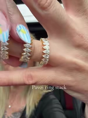 This ring stack will get you compliments #pavoi #ringstack #eternityband #TikTokshopbacktoschool #goldjewelry 