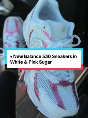 New Balance 530 Women's Classic Sneakers in White & Pink Sugar, Trending Sneakers, Back to School Sneakers #newbalance #newbalance530 #walkingshoes #BackToSchool #TikTokshopbacktoschool 