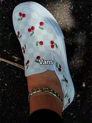 cherry checkered vans 🍒 @vans  #vans #cherries #checkeredvans #sliponvans #vansgirl 