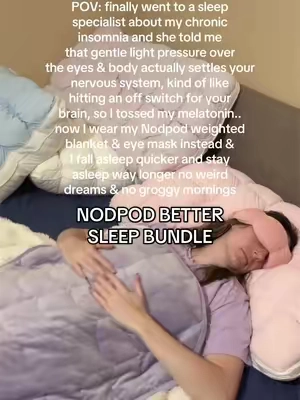 No more waking up feeling like crap from melatonin..the weighted eye mask and weighted blanket that finally helped with my insomnia 😴 #sleeptok #insomnia #nodpod #TikTokshopbacktoschool #weightedeyemask @Nodpod nodpod weighted blanket and eye mask 