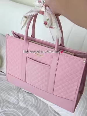 Pink isn't just a color – it's a deal today. Laptop compartment, drink and umbrella slots, key clip, rainproof, clutch.🫶🏻🤩 #TikTokshopbacktoschool #backtoschool #workbag #totebag #totebag 