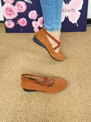 Elastic cross strap wedge loafers#loafers #sliponshoes #wedge #suedeshoes #TikTokshopbacktoschool 