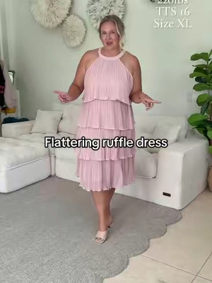 This halter neck midi dress has the prettiest flowy silhouette with lightweight chiffon, an elastic high waist and cascading tiered ruffles that move beautifully. It’s fully lined with a tie-back halter design and works for wedding guest outfits, vacations, cocktail parties, date nights and summer events.  #HalterDress #TieredDress #WeddingGuestDress #ChiffonDress #tiktokshopcreatorpicks @ZESICA-USA 