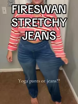 Short girl approved 🙌 #fireswan #stretchyjeans #flarepants #momjeans #TikTokShopFashion 