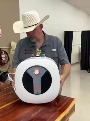 Compact 110v water heater is great for small spaces #waterheater #smallwaterheater #hotwaterheater #hotwatertank #undersinkwaterheater 