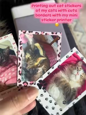 This printer is so fun to play with ☺️ @Liene Life #stickerprinter #stickers #cats #photoprinter #portableprintet 