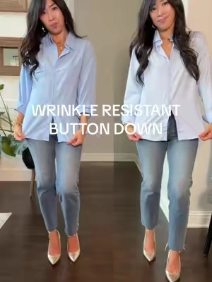 Low maintenance button down shirt that is wrinkle resistant and comes in a 2 pack! I sized up one for a slightly more oversized fit. A great closet staple 💙💙💙#wrinkleresistant #buttondownshirt #buttonupshirt #classicstyle #closetstaples
