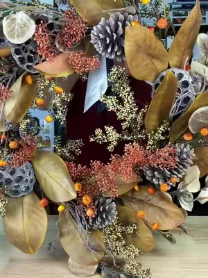 Safavieh Faux 32" Eucalyptus & Lotus Fall Wreath #falldecor #wreath #qvc 