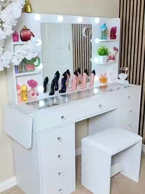 FUSOU 47"W Vanity Desk with #TikTokshopbacktoschool   @FUSOU Furniture 