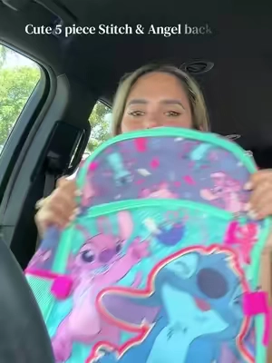 Stitch and Angel 5 piece backpack set 💙💗 #backtoschool  #schoolsupplies #TikTokshopbacktoschool  #liloandstitch #stitchandangel 