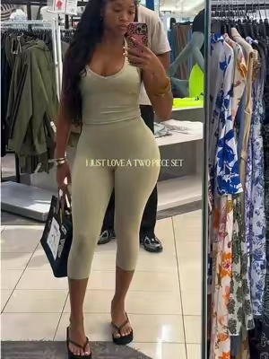 Me and a two piece set go together very well! 😍💕size Small, 5’2 #twopieceset #tiktokshopfindsfyp #OOTD #loungesets #workoutset 