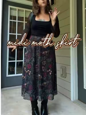 Midi moth skirt just in time for spooky season ✨ #spookyseason #falloutfits #altgirl #TikTokshopbacktoschool #outfitinspo 