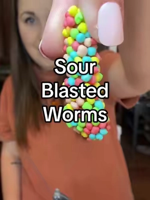 Sour blasted worms!!! YUM #1up #sourworms #newcandy #candyworms 