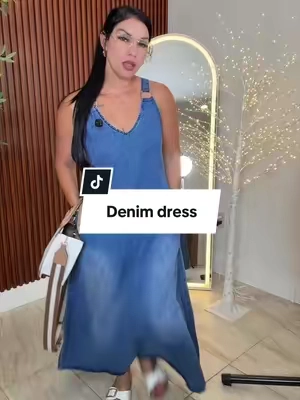 Elengatine Women’s Sleeveless Denim Maxi Dress with Adjustable Cross Back Straps, A-Line Design, Lightweight Summer Casual Dress for Vacation or Everyday Wear, Medium Blue Wash, Versatile and Stylish Dress, Available in Multiple Sizes #tiktikshopcreatorpicks #tiktokshopsummersale #denimdress #maxidress #casualdress 